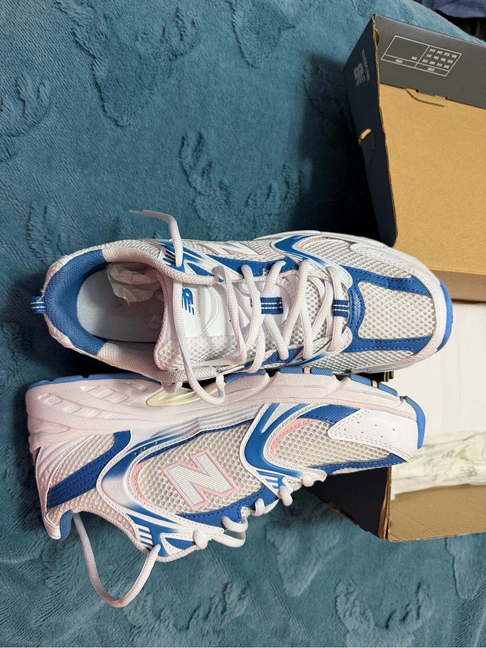 New Balance Blue and White Mesh Athletic Sneakers - Picture 4 of 6